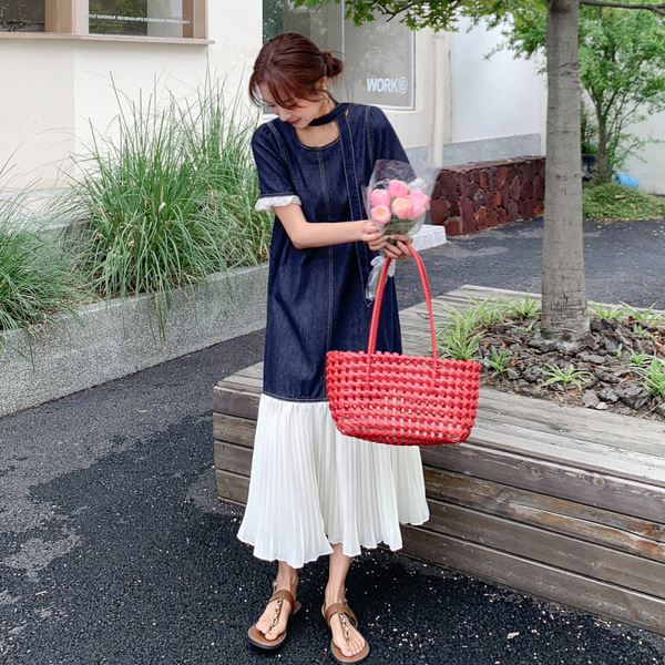 Elegant summer denim dress