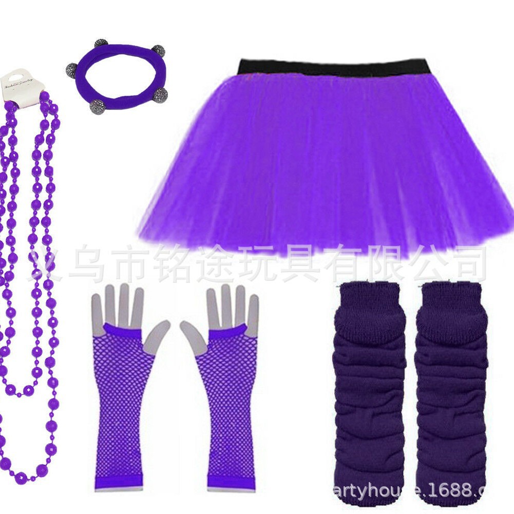 1980 s 80s traje collar pulsera falda de gasa guantes brazalete 80s Flapper girl dress