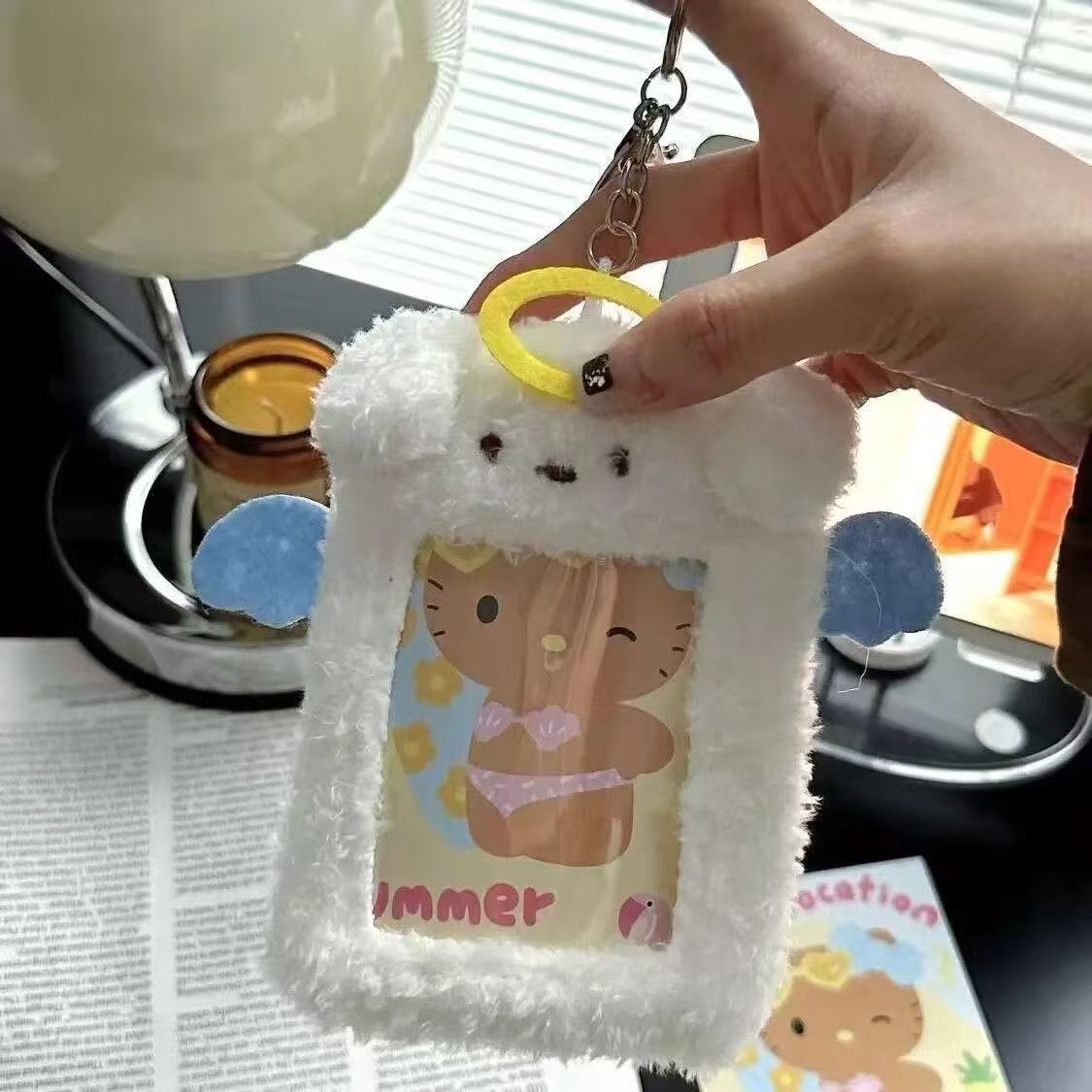 Ins coreano lindo chocolate de menta, ratas y ratas codiciosas, cubierta de tarjetas de peluche, estudiantes de 3 pulgadas, cubierta de almacenamiento de tarjetas pequeñas.