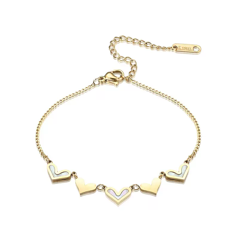 韩版小众 贝壳钛钢爱心手链 设计感小清新不锈钢手链脚链闺蜜礼物