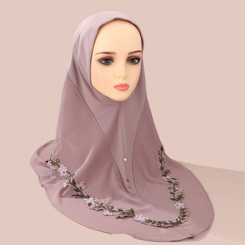 Cross-border Malay pullover turban embroidered lace double layer ethnic turban solid color heavy industry embroidered ladies turban hat