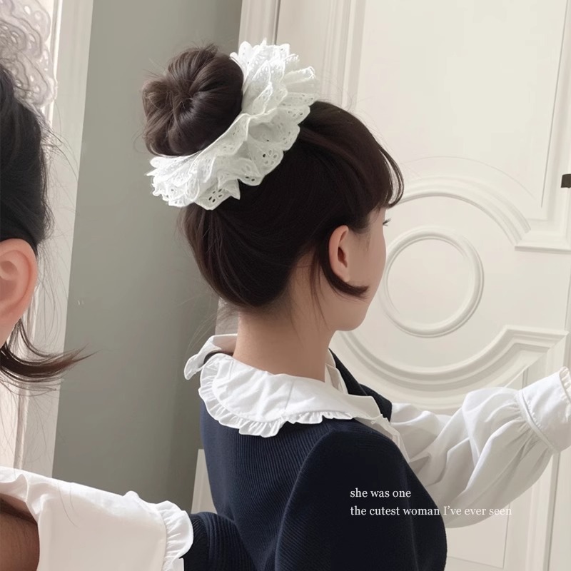 2025 nuevo cordón de cabello de pelo de bolas de encaje, banda de cabello de alta elasticidad, cuerda de cabeza duradera