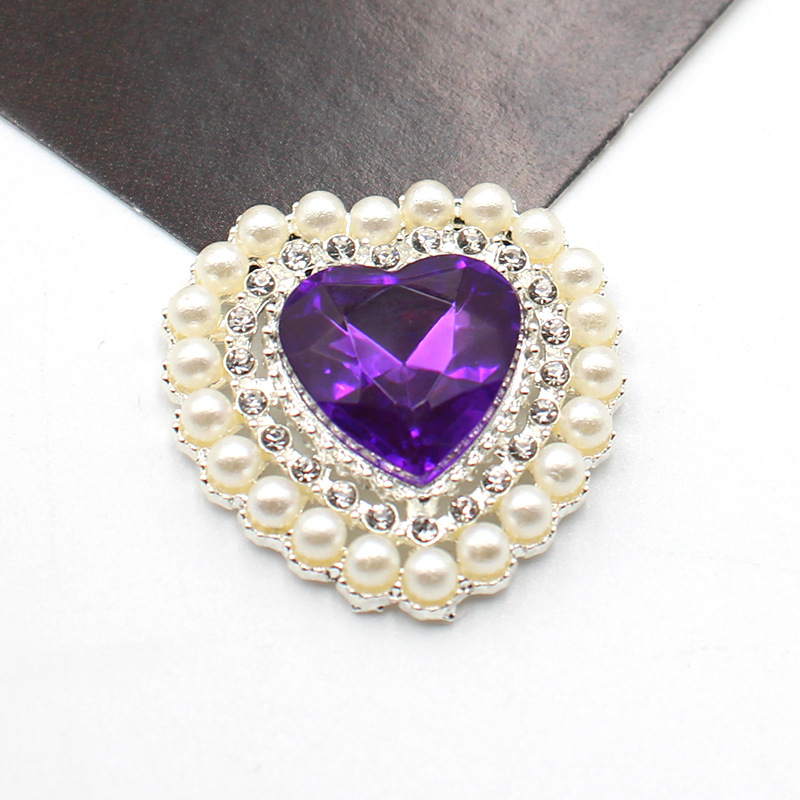 27mm銀色桃心真珠花盤合金部品diy髪飾り花盤ドリル頭飾りアクセサリー部品