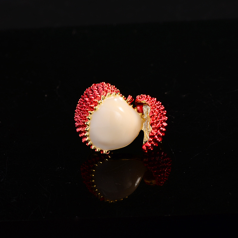 New Handmade Enamel Brooch Corsage Exquisite Diamond-Encrusted Korean Style Lychee Brooch Versatile Clothing Accessories Pin for Women
