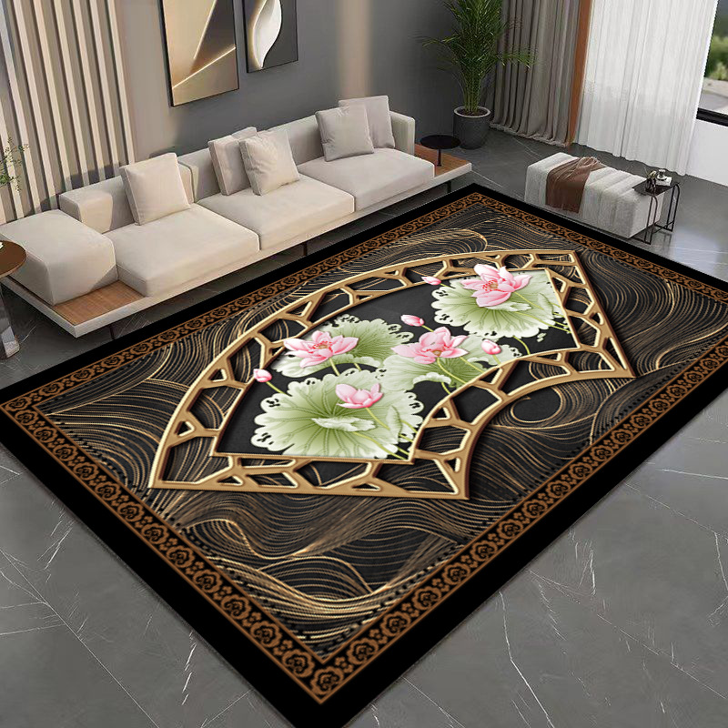 Cross-Border Crystal Velvet New Chinese Style 3D Wohnzimmer Sofa Couchtisch Schlafzimmer Fleckenabweisender Teppich_voghion.com
