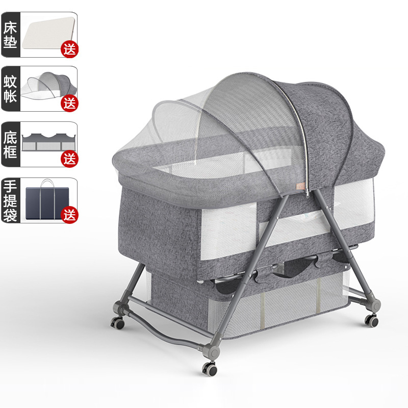 Cuna portátil plegable Cuna Cama con rodillo móvil cama de bebé BB dormir recién nacido cama de empalme