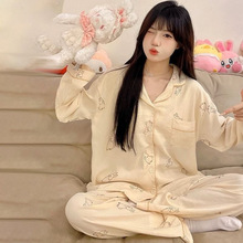 睡衣女两件套家居服韩版卡通少女直播代发夏宽松薄款休闲外穿女士