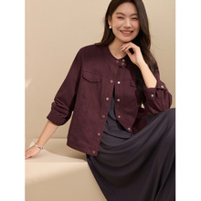【个性休闲显瘦外套】纤莉秀大码女装气质圆领开衫胖mm2025秋新款
