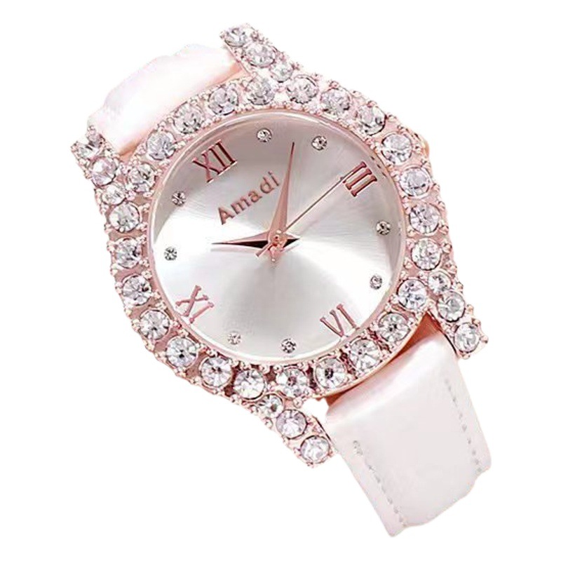 外国貿易の新しいファッションの女性の時計の女性のファッションの潮流の韓国版の水ドリルの水晶の明るい皮の時計のバンドのカジュアルな石英の時計の女性