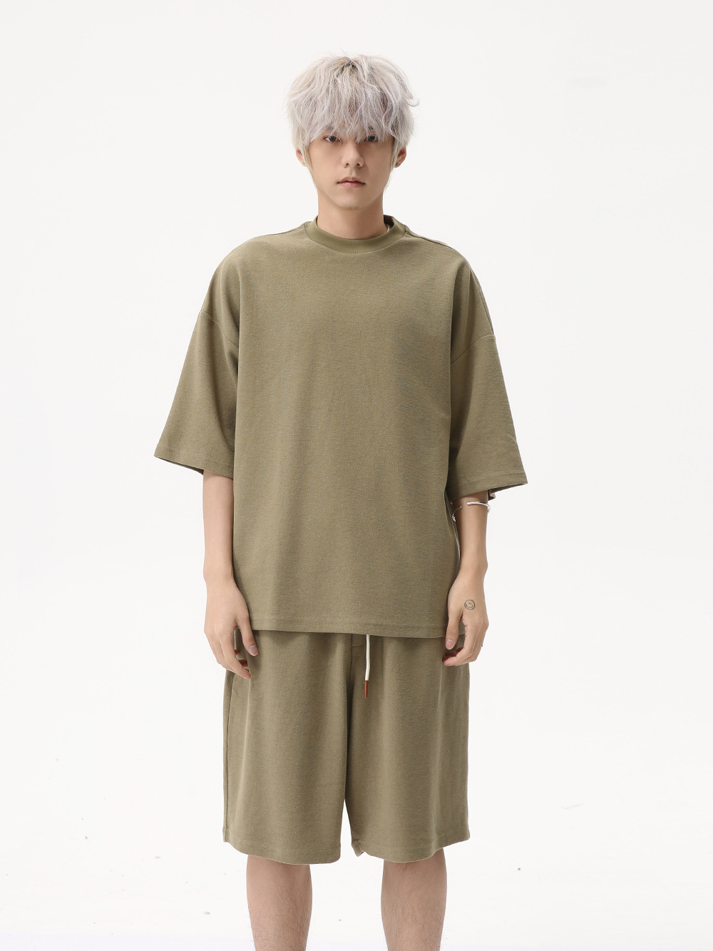 MTLCLOTHES Ropa de hombre | Estilo coreano Color sólido Sencillo Sensación relajada Cómodo y versátil Traje de manga corta de ocio deportivo de moda