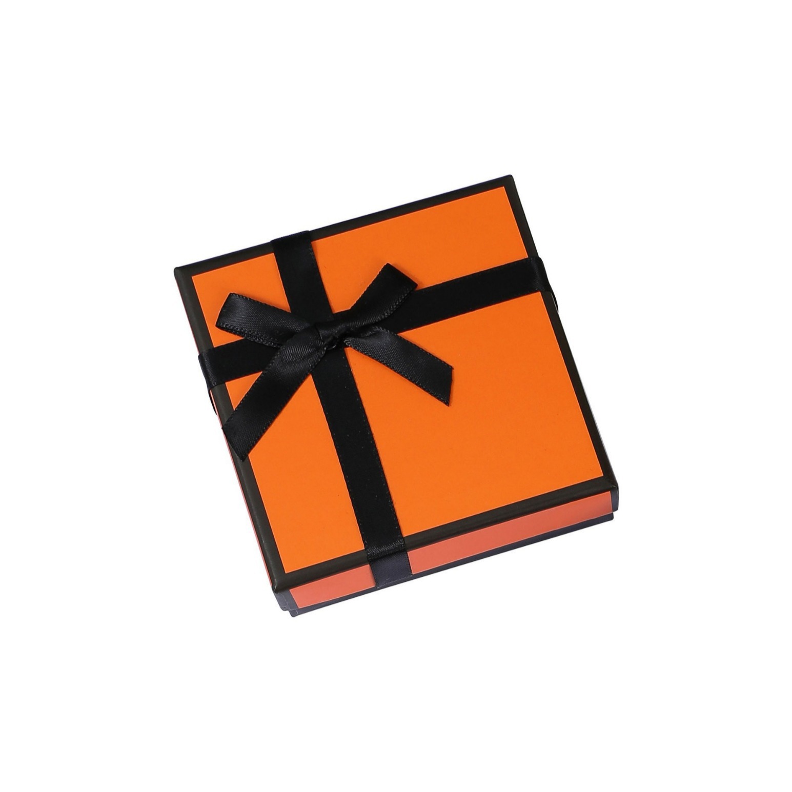 厂家现货小香风戒指耳钉盒橙色黑边框天地盖首饰盒项链饰品包装盒