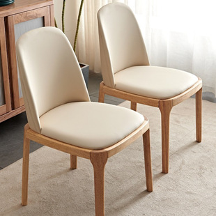 All solid wood dining chairs, simple modern home dining table and chairs, Nordic Italian light luxury soft bag stool, backrest octagonal chair