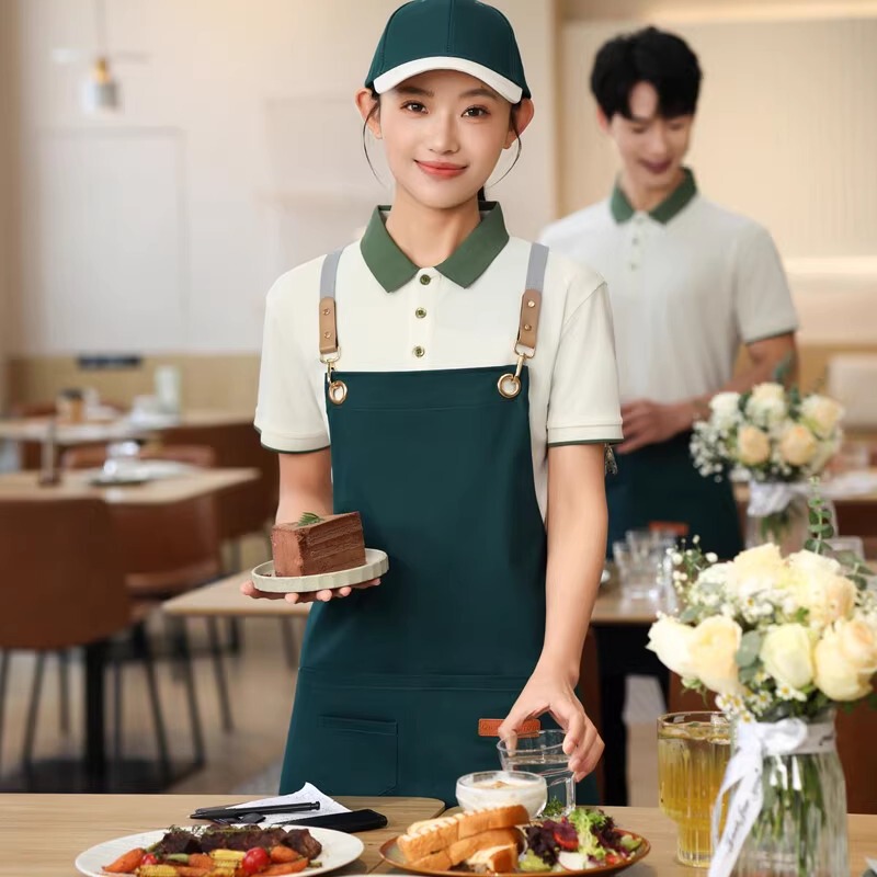 ファーストフードのバーベキュー店の夏の作業服の半袖の印字のミルクティー店の喫茶店のホテルの従業員の薄いタイプの襟のtシャツ|undefined
