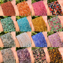 2mm 3mm天然石切断面ビーズアクセサリーアクセサリー紫晶緑東陵碧璽diyビーズ卸売り