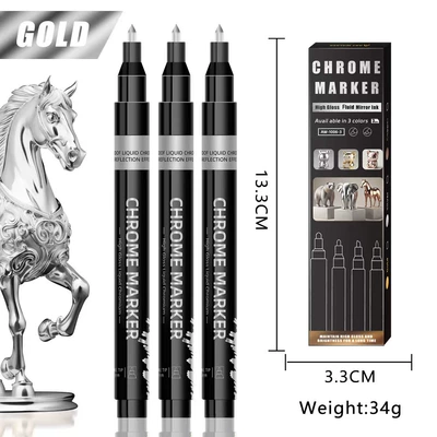 Pen, Waterproof, Non-Fading Signature Pen, Avtomobil boya qələmləri - 07-pointed-tipsilver-3-pack