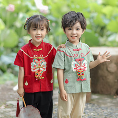 Boy's Birthday Dress for the First Year Celebration - Summer Hanfu Traditional Chinese Style Costume Set for Baby Children