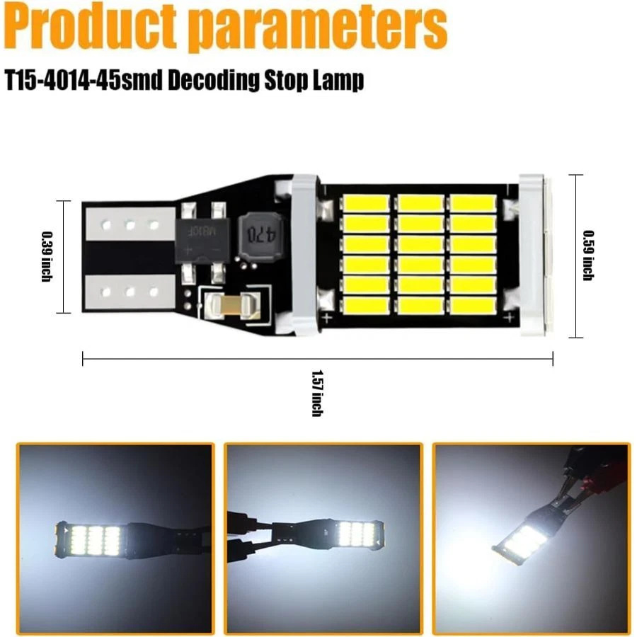 Luz de freno de automóvil transfronterizo luz de marcha atrás luz de freno de automóvil LED resaltada T15 4014 45SMD