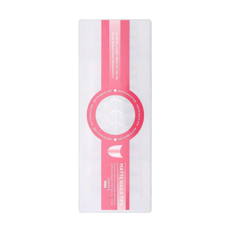 Exclusivo transfronterizo 240 piezas en caja de luz de uñas pegatinas de uñas C Arco ultrafino sin costura sin tallado escalera corta Oval uñas falsas