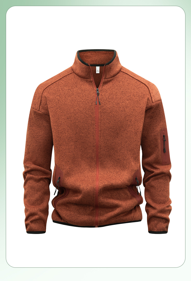 Reißverschlusstasche Herbst Neue Herrenmode Trend Marke Langarm Sweatshirt Koreanischer Stil Stehkragen Strickjacke Jacke Sweatshirt_voghion.com