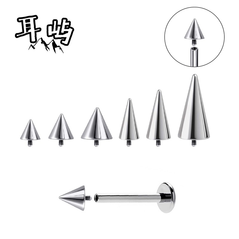 F136 Titanium Alloy 0.9 External Thread Pointed Cone Devil Nail Rivet Pointed Nail Jewelry Accessories