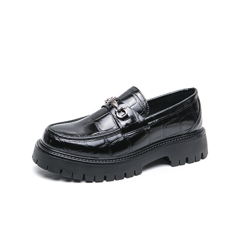 Giày lười nam da PU cỡ lớn phong cách công sở, đế dày gót 3-5 cm, khóa kim loại — 6322 nâu, 6322 đen chi tiết 20