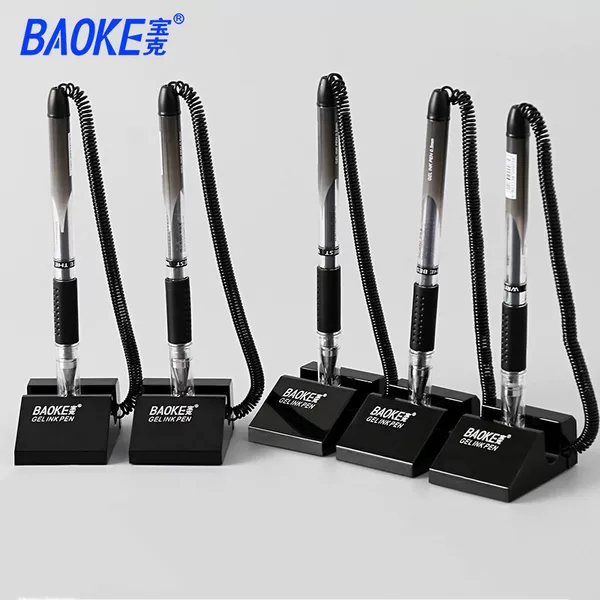 Signature pen Baoke desk pen office neutral pen counter desktop can be pasted with a fixed belt rope black business