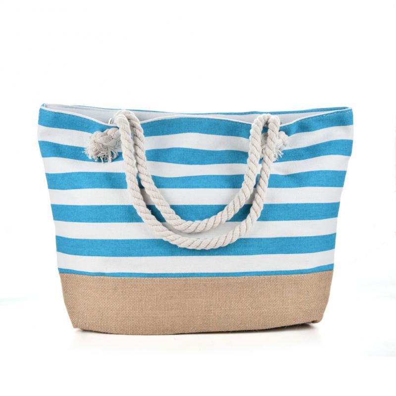 Women's Large Canvas Stripe Basic Square Zipper Canvas Bag display picture 19