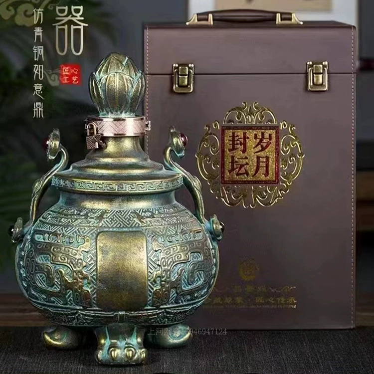 Высококачественная имитация бронзы Ruyi Ding пустая винная бутылка керамика 10 кг винный шкаф декоративная коллекция украшения 10 кг погреб оптом