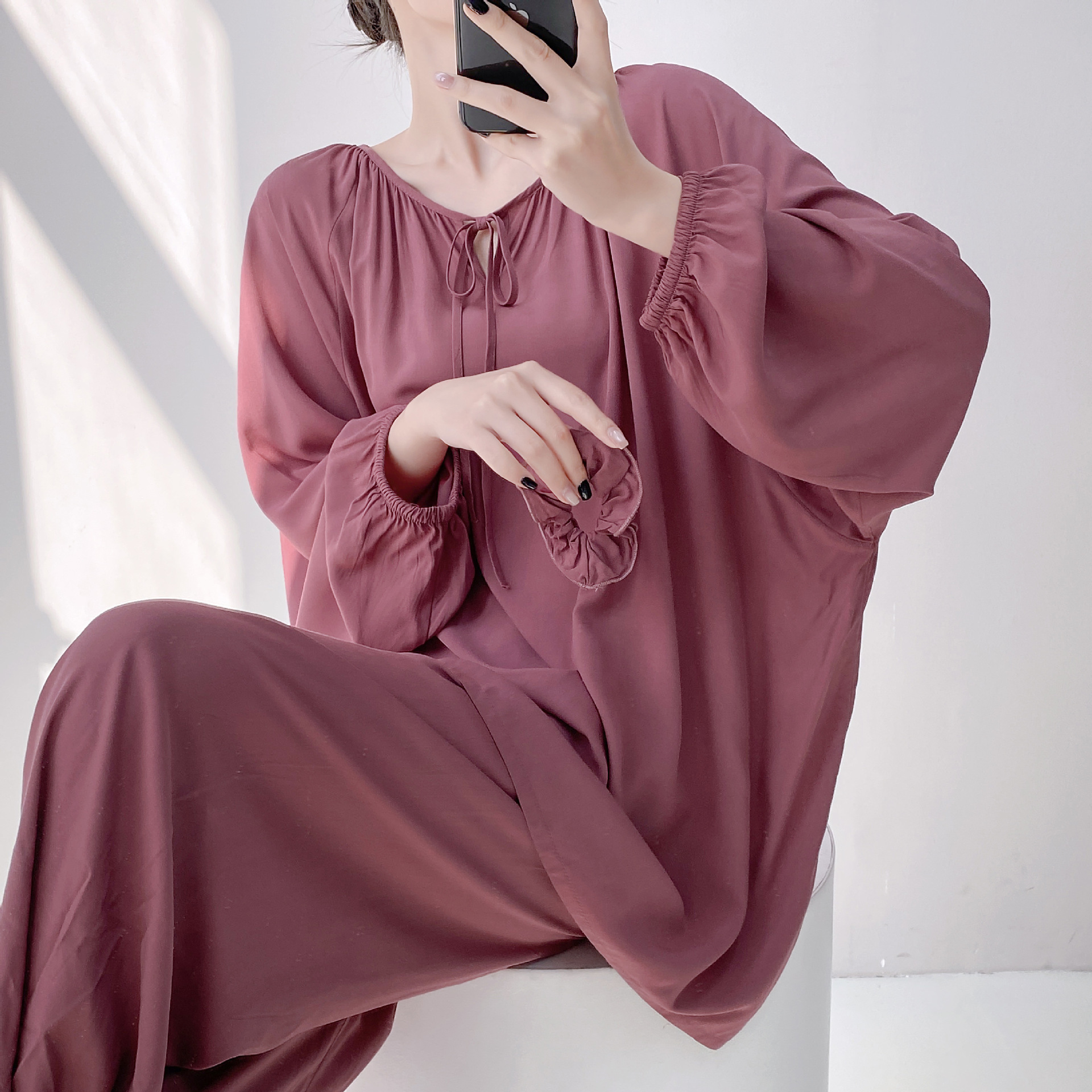 Pijamas de seda de algodón para mujer, primavera, otoño y verano sueltos, ropa exterior de seda de algodón, estilo nacional, traje de gran tamaño suelto de alta gama