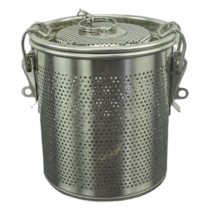 Cesta de guiso de acero inoxidable jaula de salmuera Filtro de especias red escoria cesta estofado condimento de carne bolsa redonda agujero pequeño Bola de condimento