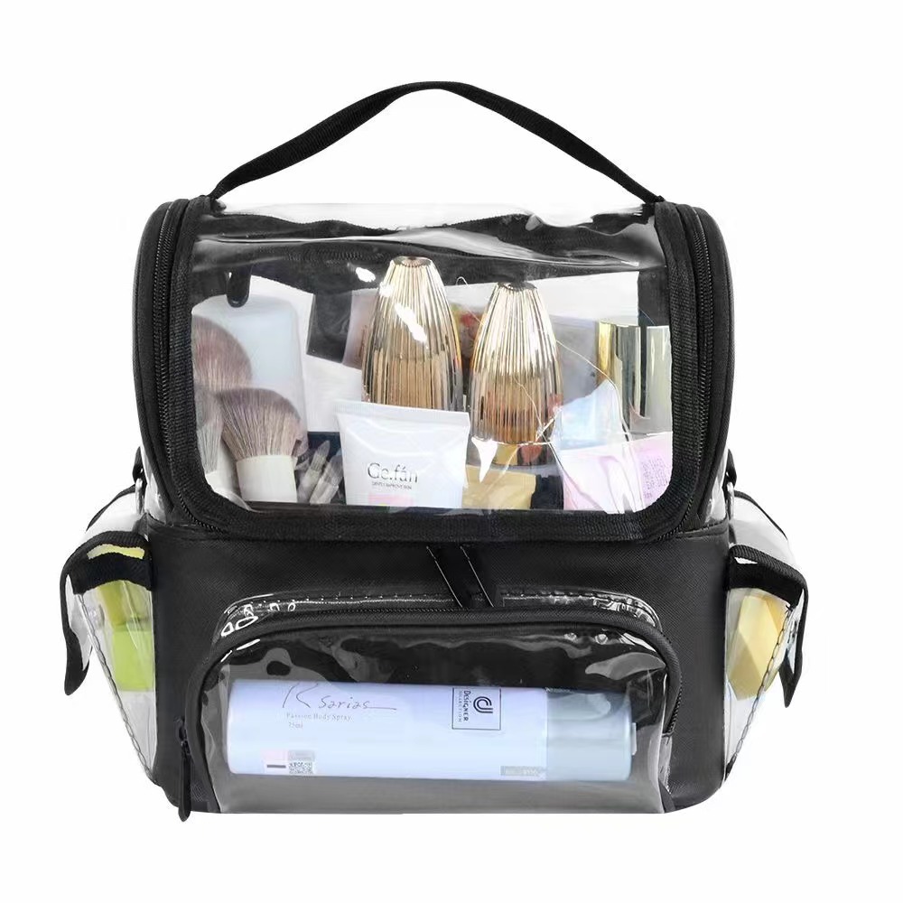 Partición transparente bolsa de cosméticos de gran capacidad bolsa de lavado impermeable multifuncional caso cosmético cuidado de la piel maquillaje bolsa de almacenamiento en stock