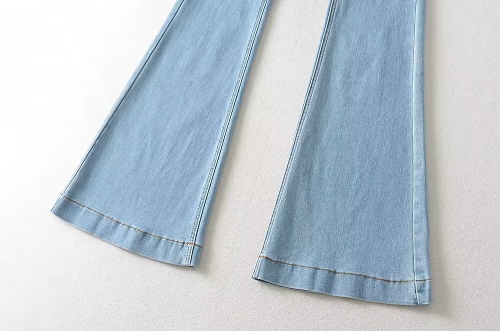 YPFF Trendy Women's Autumn New European And American Style Fashion Washed High-Waisted Slim-Fit Butt-Lifting Slight_ecoleips.com
