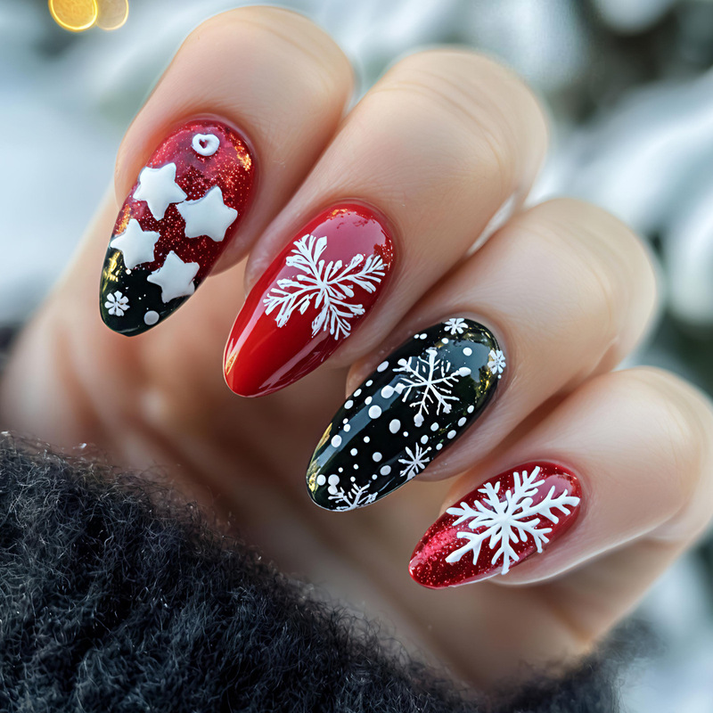 Christmas Green Nails White Snowflake Fake Nails Glossy Glitter Wearable Manicure Patches Fake Nails 24 Pieces Christmas Green Nails White Snowflake Fake Nails Glossy Glitter Wearable Manicure Patches Fake Nails 24 Pieces