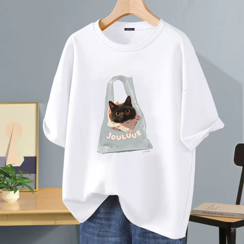 Camiseta de manga corta negra de seda helada de verano impresión de logotipo impreso ropa de clase de bricolaje ropa de trabajo camiseta de cuello redondo impresión