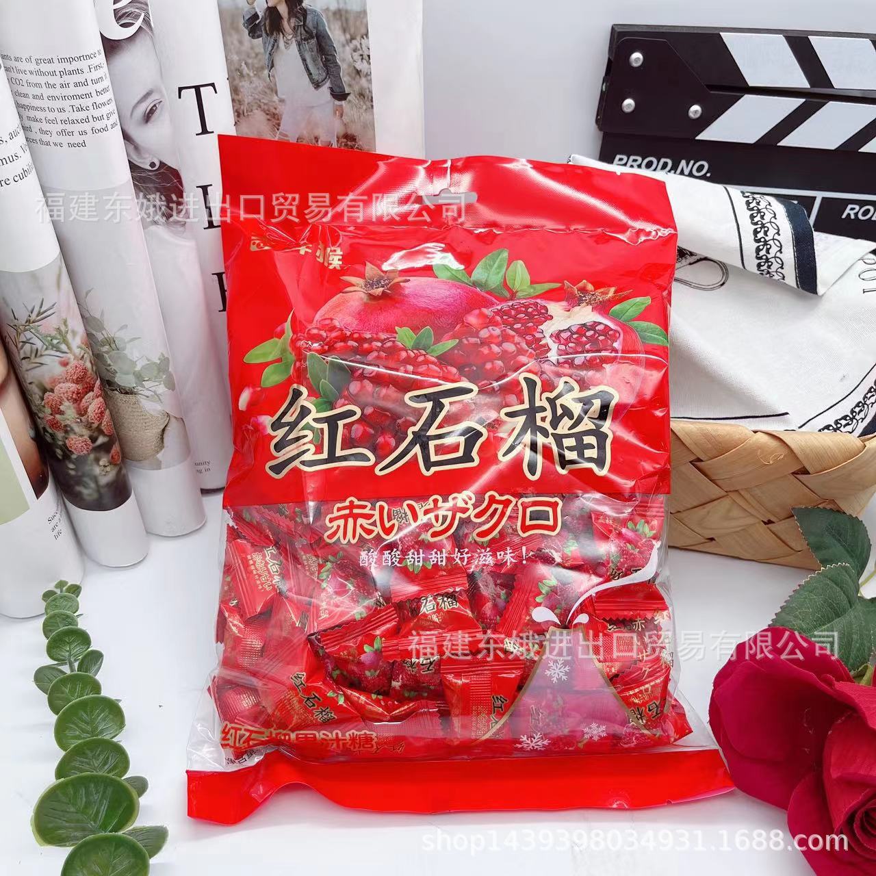 吉祥猴 500g红石榴果汁糖硬糖婚庆送礼春节居家休闲零食糖果批发