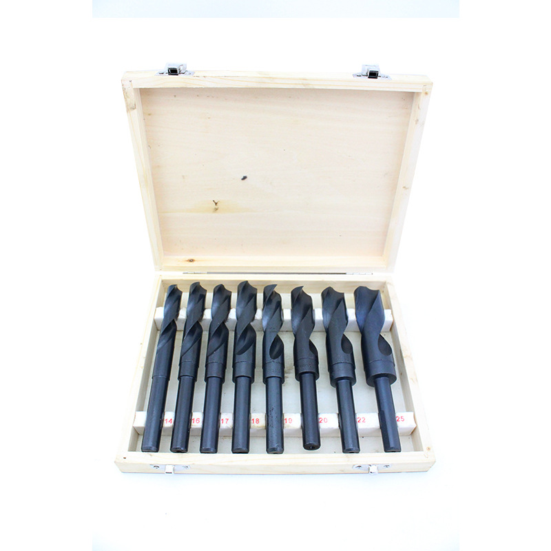 8-pieza taladro de giro blanco y negro con mango igual taladro blanco 1/2 mango pequeño taladro 14mm-25mm triángulo mango taladro caja de madera