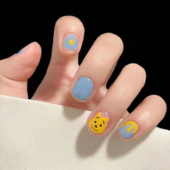 Cartoon cute and lovable style wearable nail sticker patch bear student detachable fake nail sticker set wholesale