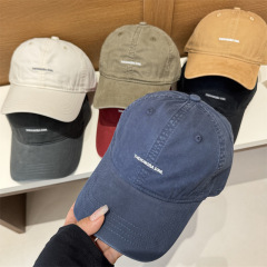 韓国版イン刺繍レターソフトトップピークキャップ女性用春と夏シンプルカジュアルレトロ多用途野球帽男性用
