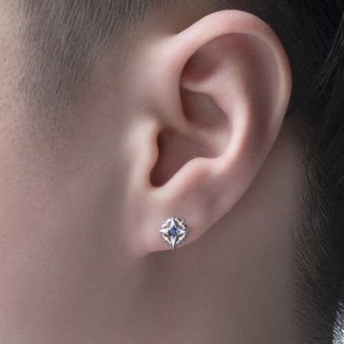 Men's silver earrings trendy personality trendy men's cold style ins internet celebrity simple retro single earring