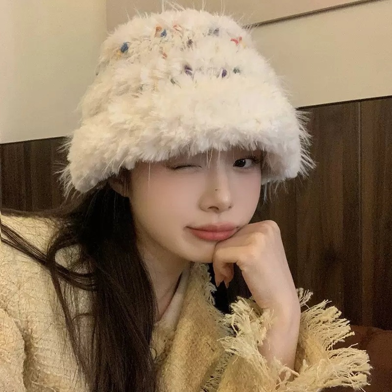 秋冬季ins彩色小糖豆防风毛绒帽女款出游氛围感护耳保暖针织帽子|undefined