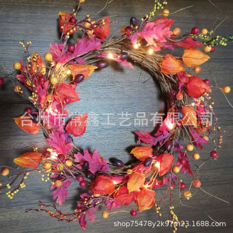 仿真感恩節(jié)花環(huán) 創(chuàng)意植物家居裝飾掛件攝影道具感恩花環(huán)裝飾批發(fā)