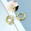 Cute small golden earrings, shiny zirconium, European style, internet celebrity