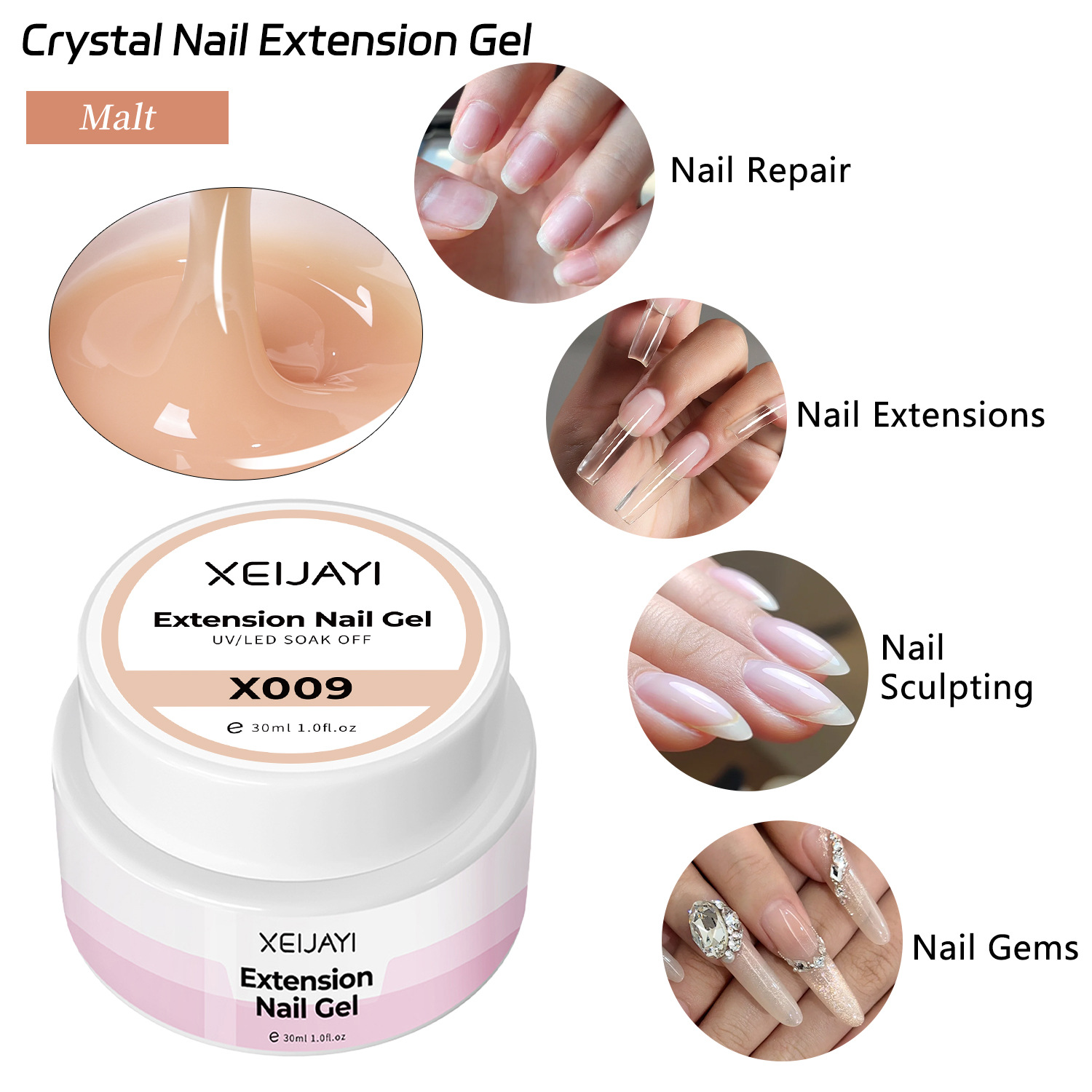Construcción de color malta de extensión adhesivo 2025 nuevo enlatado moldeo extensión de la tienda de uñas adhesivo funcional