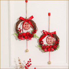 Housewarming garland hangings, rattan bells, door blessing pendants, new home decoration ceremony decoration supplies