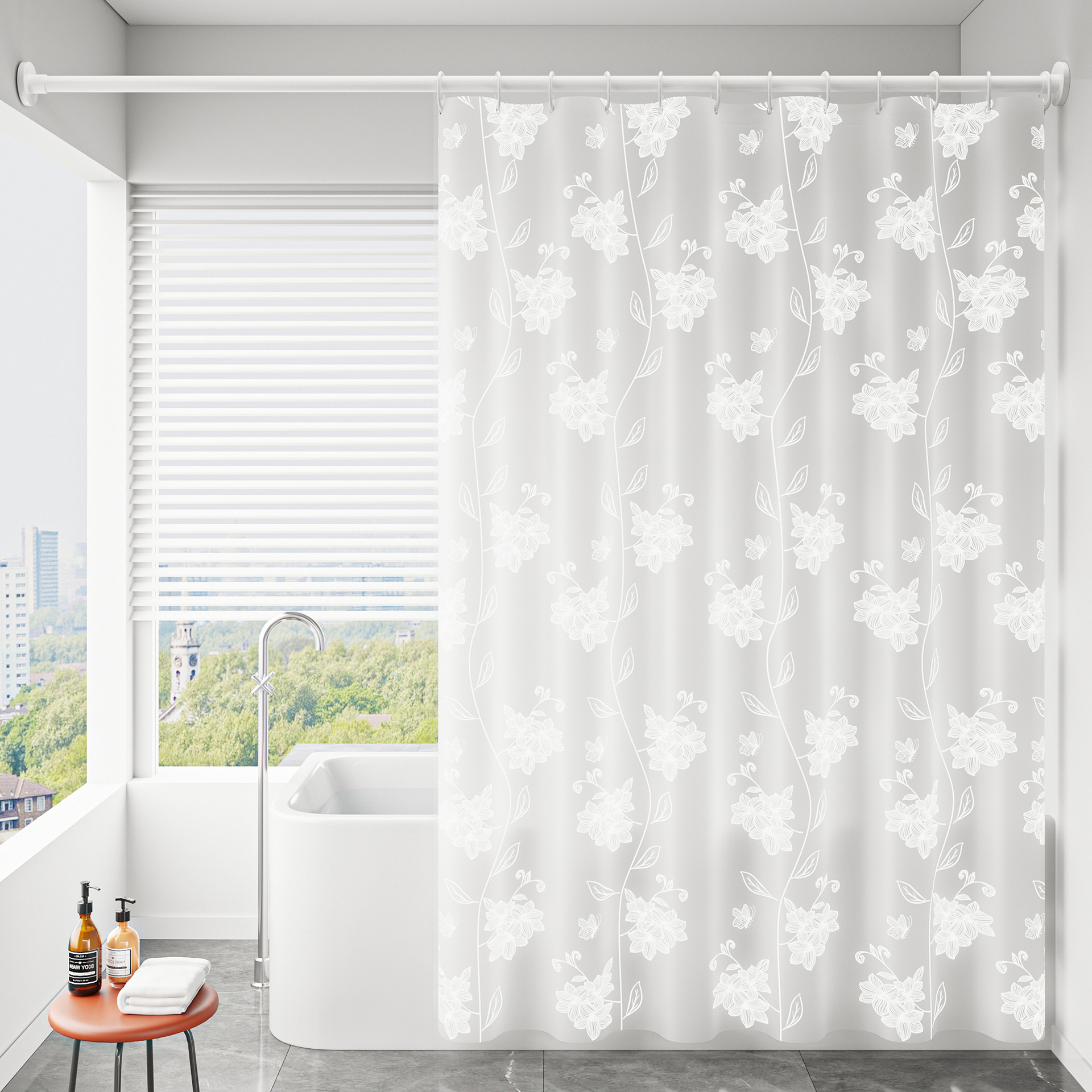 Factory wholesale waterproof and mildew-proof shower curtain bathroom curtain soft flower EVA thickened shower curtain bathroom partition curtain