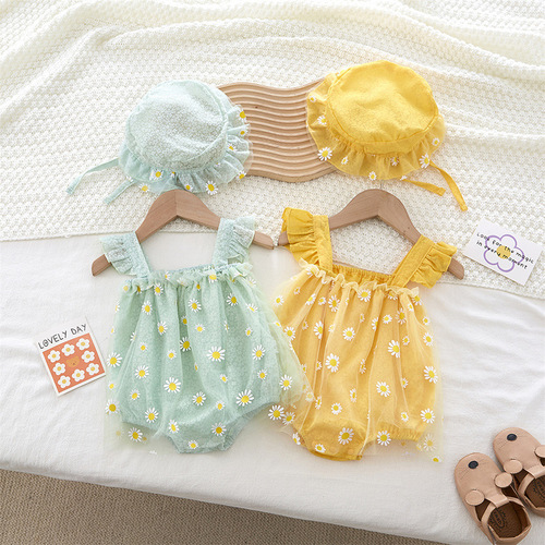 Summer Newborn Baby Clothes for Girls, Category A, Pure Cotton Newborn Onesie, Sleeveless Princess Style, Wearable Pouch Dress