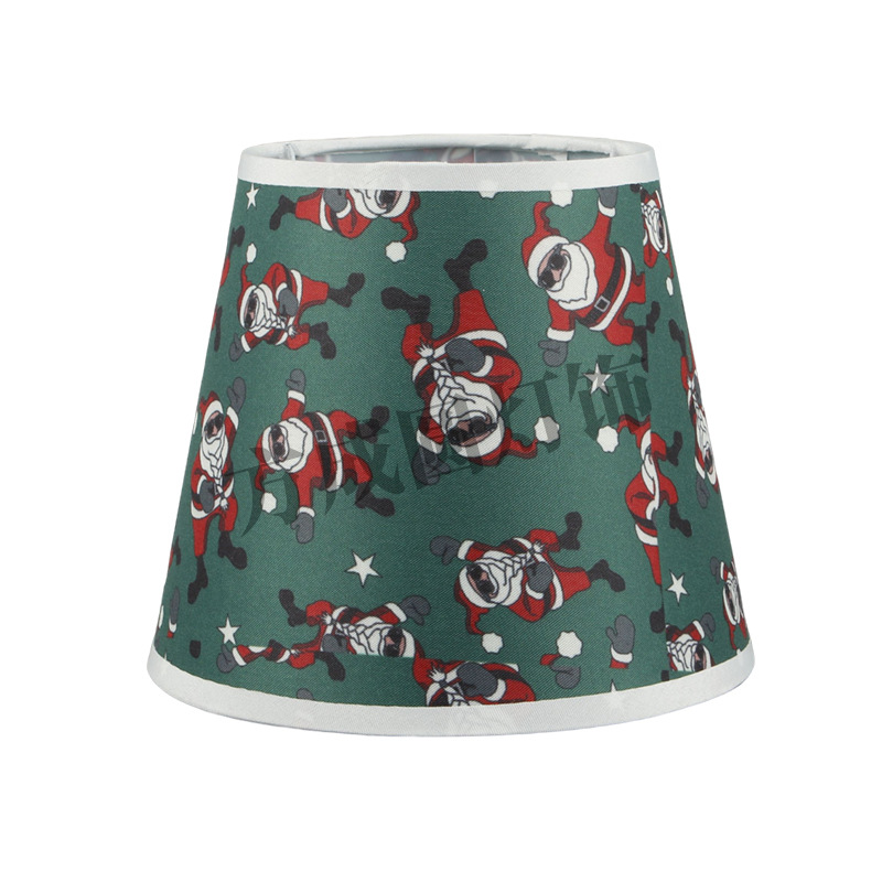 Pantalla de lámpara de mesa de tela creativa Santa Claus patrón de alce pantalla de lámpara de cabecera fábrica al por mayor pantalla de piso desmontable