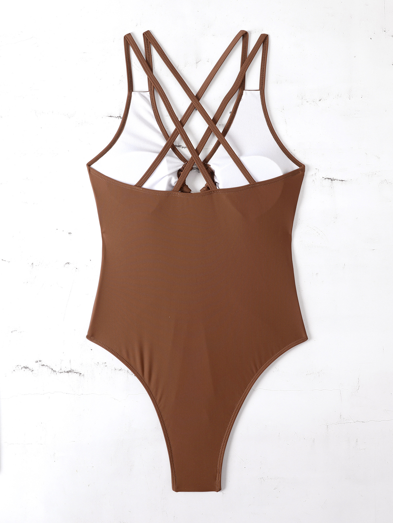 cross sling backless hollow wrap chest solid color one-piece swimsuit NSCMB134341
