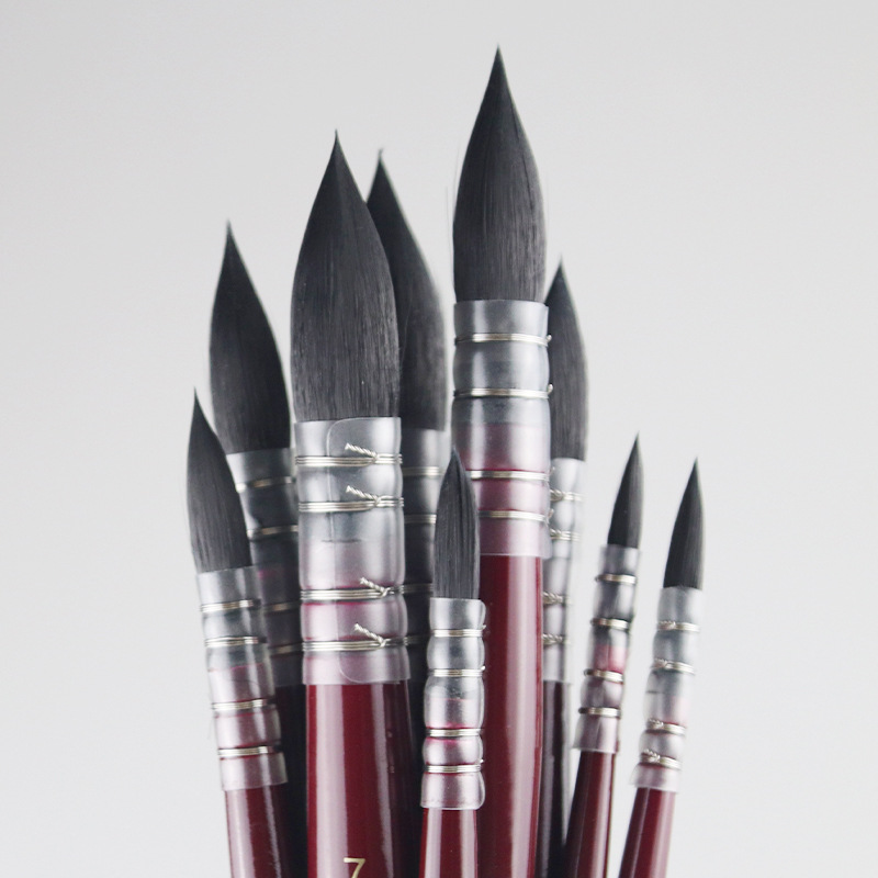 Rojo grasa acuarela aceite cepillo arte pintura gancho pluma fregona pluma animal pelo nylon cepillo transfronterizo Amazon