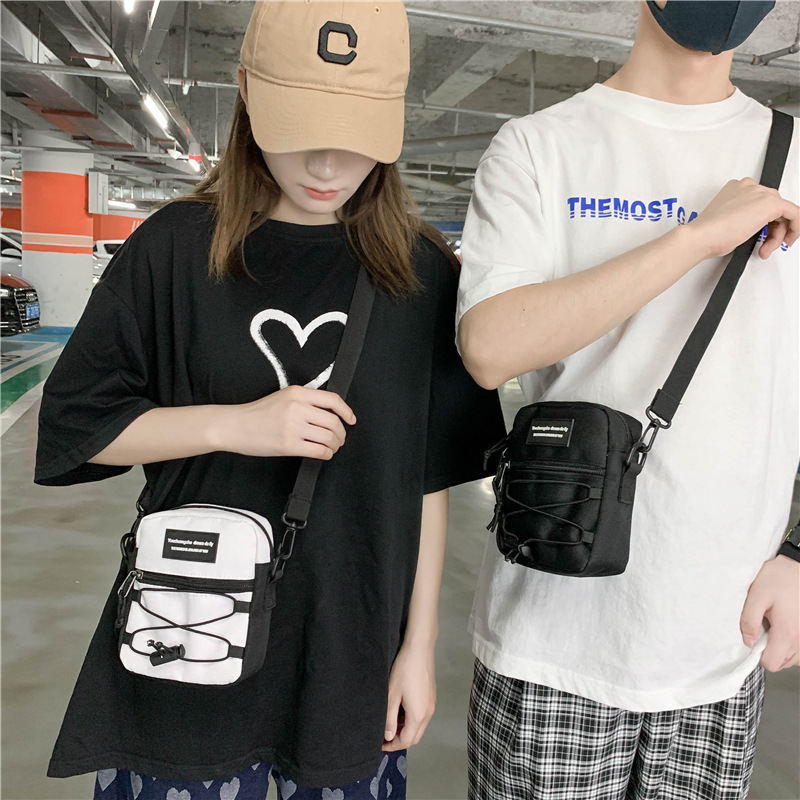 67g Weight Zipper Closure Type Single Shoulder Strap Strap Type Crossbody Bag Bags Type Nylon Material Letter Pattern Streetwear Style Square Shape Khaki, Light Grey, White, Black Color Small Size Small Nylon Letter Streetwear Square Zipper Crossbody Bag 50